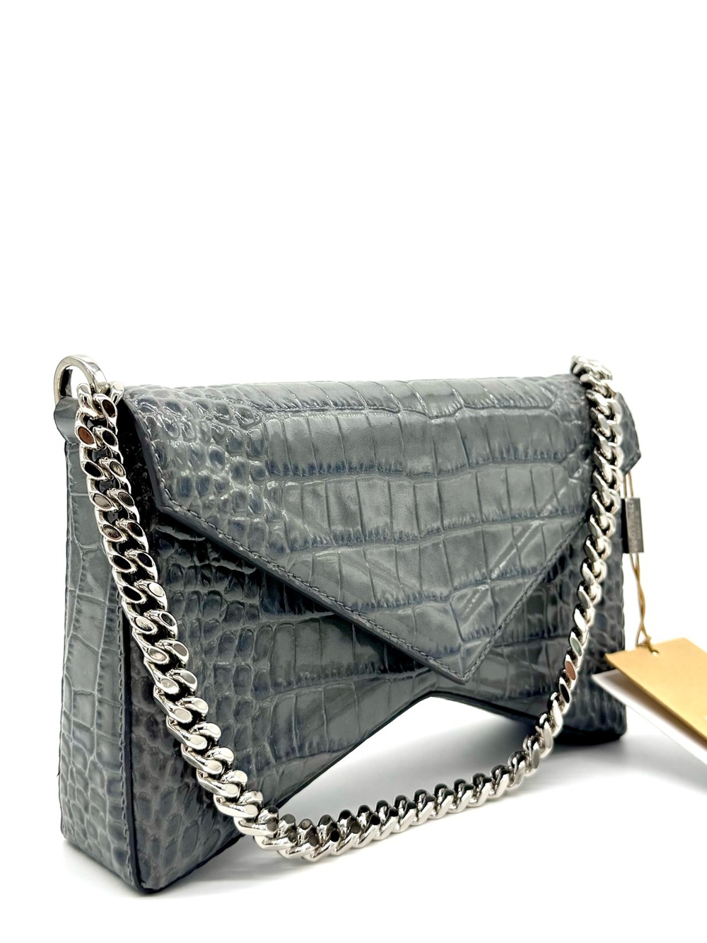 Michael Kors Collection Manhattan Medium Crocodile Embossed Patent Leather Bag